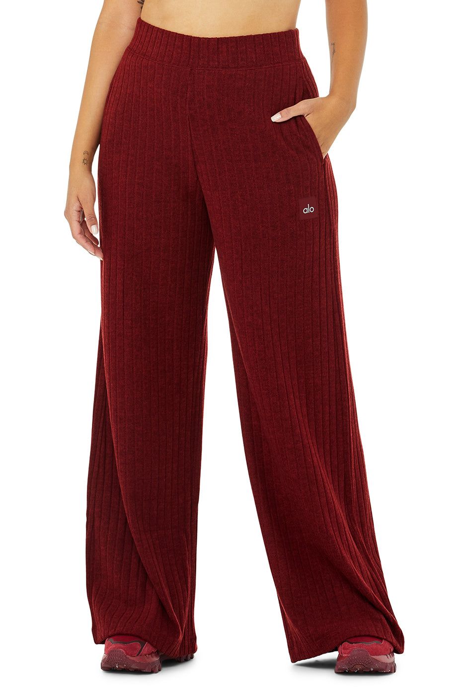 Ribbed Take Comfort Wide Leg Pant - Cranberry sold by Alo Yoga product image thumbnail 5