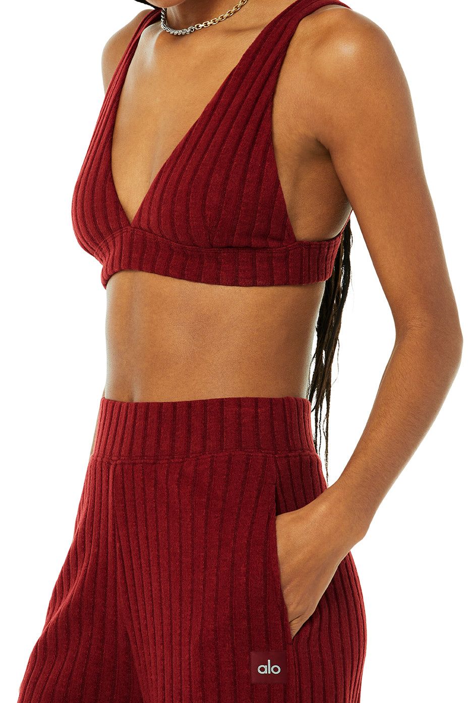 Ribbed Take Comfort Wide Leg Pant - Cranberry sold by Alo Yoga product image thumbnail 4