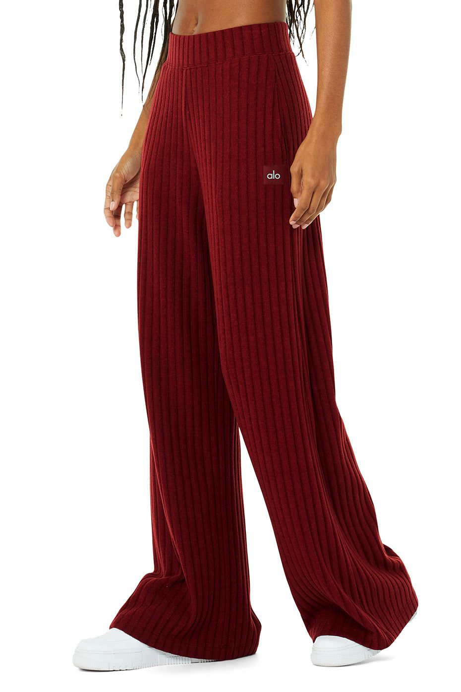 Ribbed Take Comfort Wide Leg Pant - Cranberry sold by Alo Yoga product image thumbnail 3