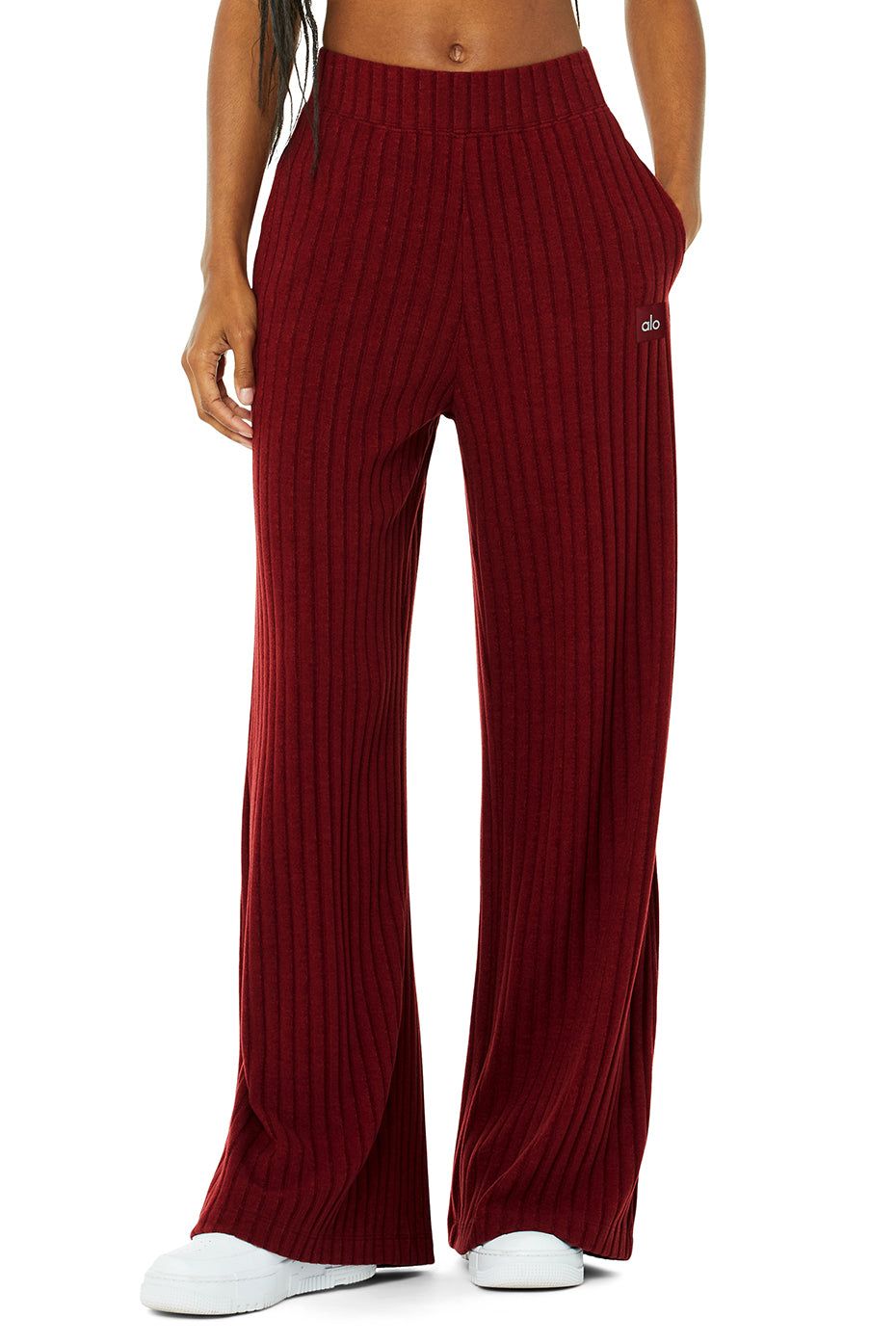 Ribbed Take Comfort Wide Leg Pant - Cranberry sold by Alo Yoga