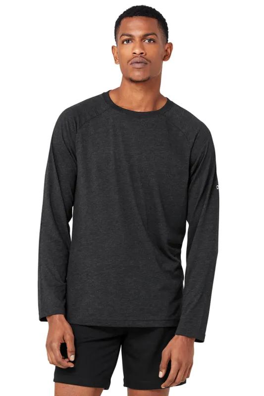 Triumph Long Sleeve Tee - Black Heather sold by Alo Yoga