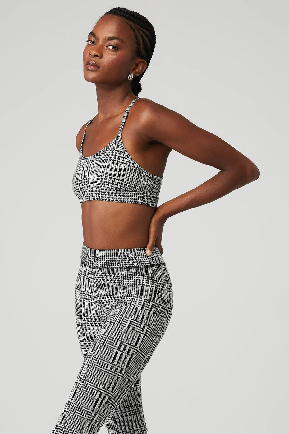 Jacquard Glenplaid Gratitude Bra - Titanium/Black sold by Alo Yoga product image thumbnail 3