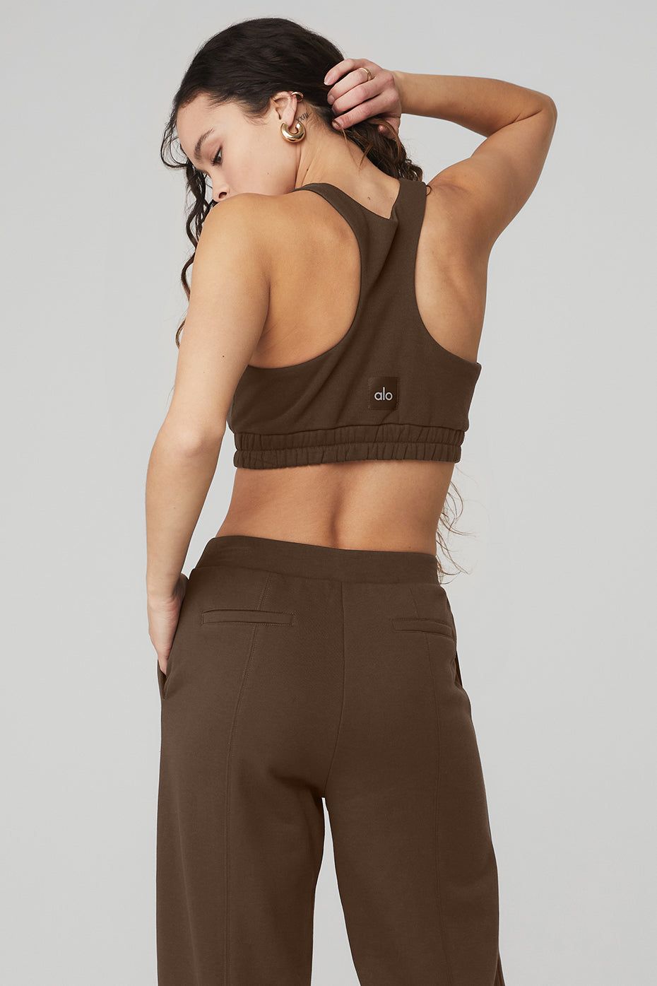 Scoop Neck Sweatshirt Bra - Espresso sold by Alo Yoga product image thumbnail 3