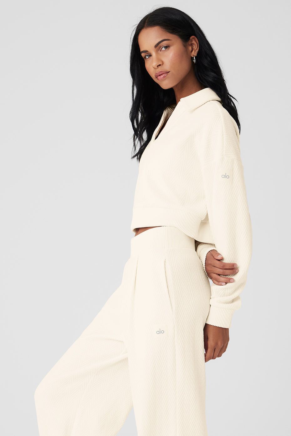 Cropped Cozy Day Henley Pullover - Ivory sold by Alo Yoga product image thumbnail 5