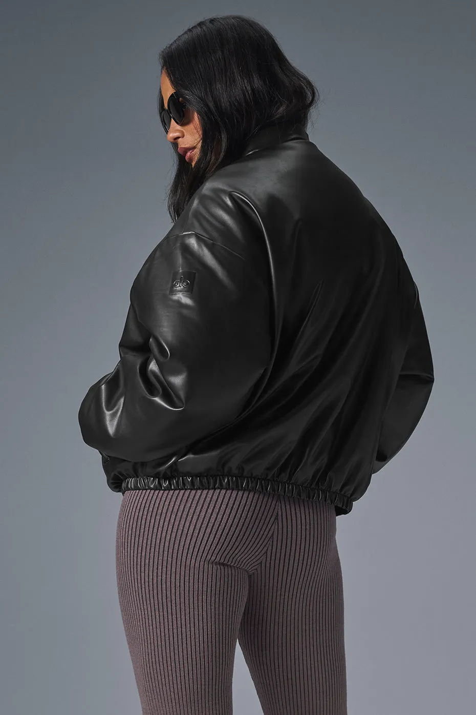 Faux Leather Premier Bomber - Black sold by Alo Yoga product image thumbnail 3