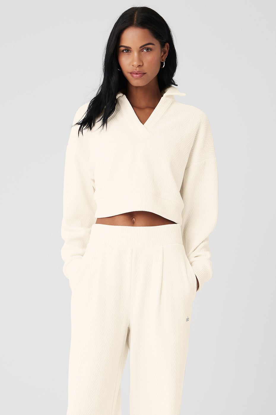 Cropped Cozy Day Henley Pullover - Ivory sold by Alo Yoga product image thumbnail 3