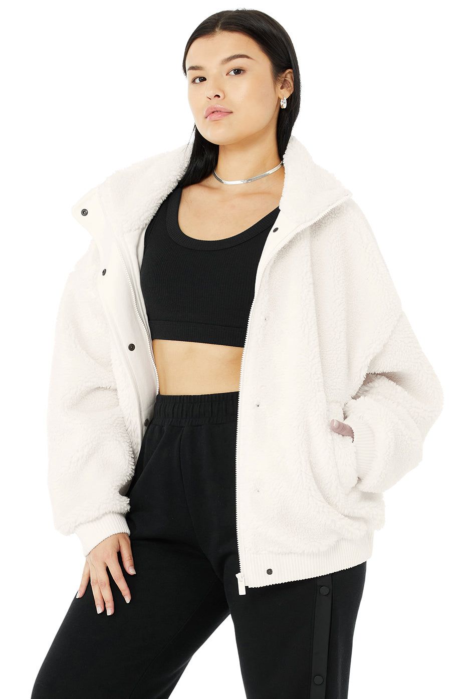 Sherpa Varsity Jacket - Ivory sold by Alo Yoga product image thumbnail 8