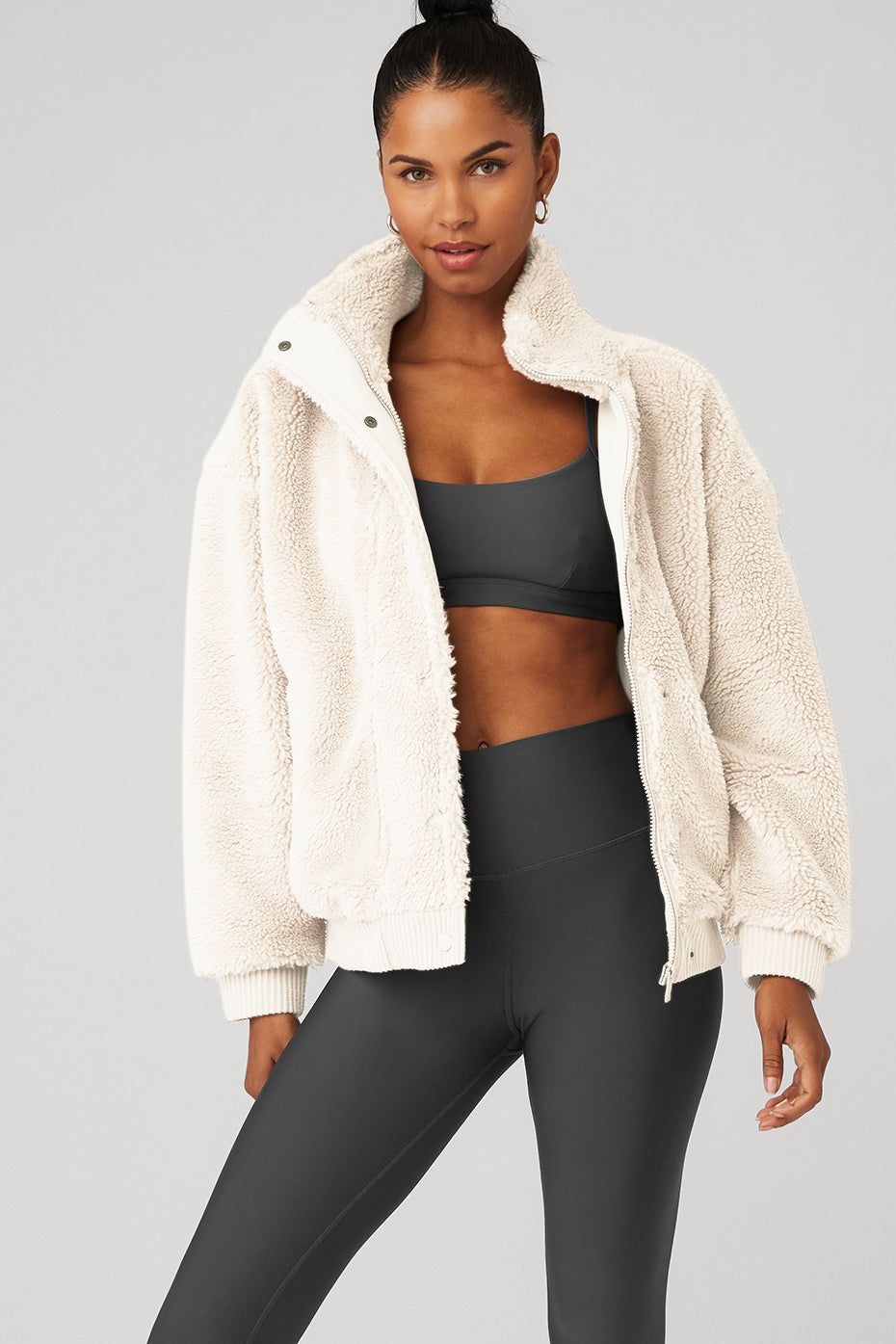 Sherpa Varsity Jacket - Ivory sold by Alo Yoga