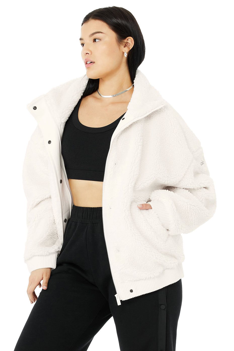 Sherpa Varsity Jacket - Ivory sold by Alo Yoga product image thumbnail 7