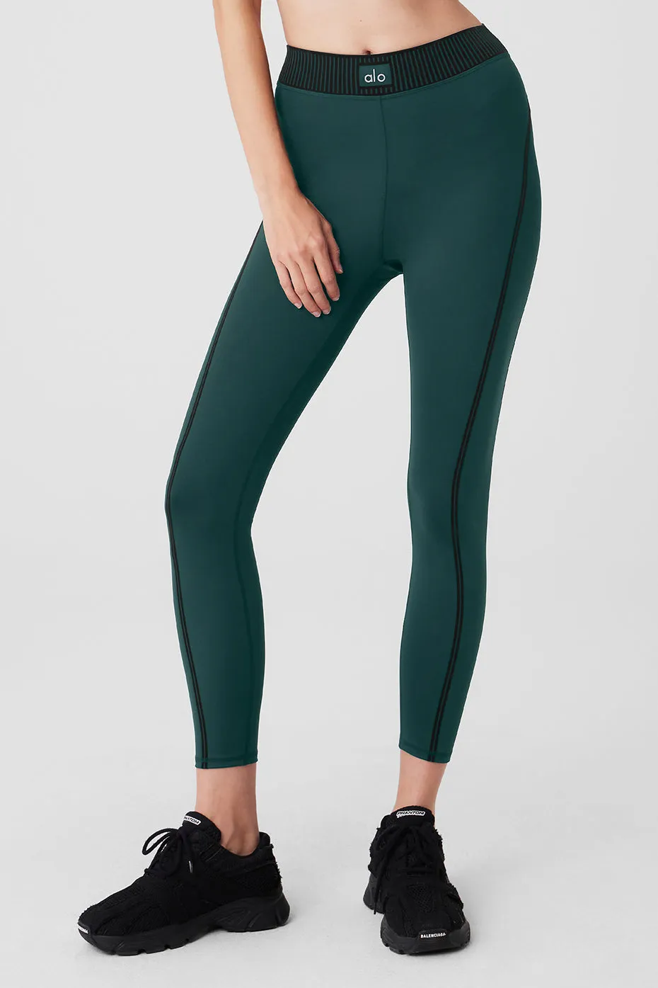 Airlift High-Waist 7/8 Line Up Legging - Midnight Green sold by Alo Yoga