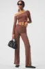 Striped Mesh Tropical Nights Flare Pant - Chestnut sold by Alo Yoga