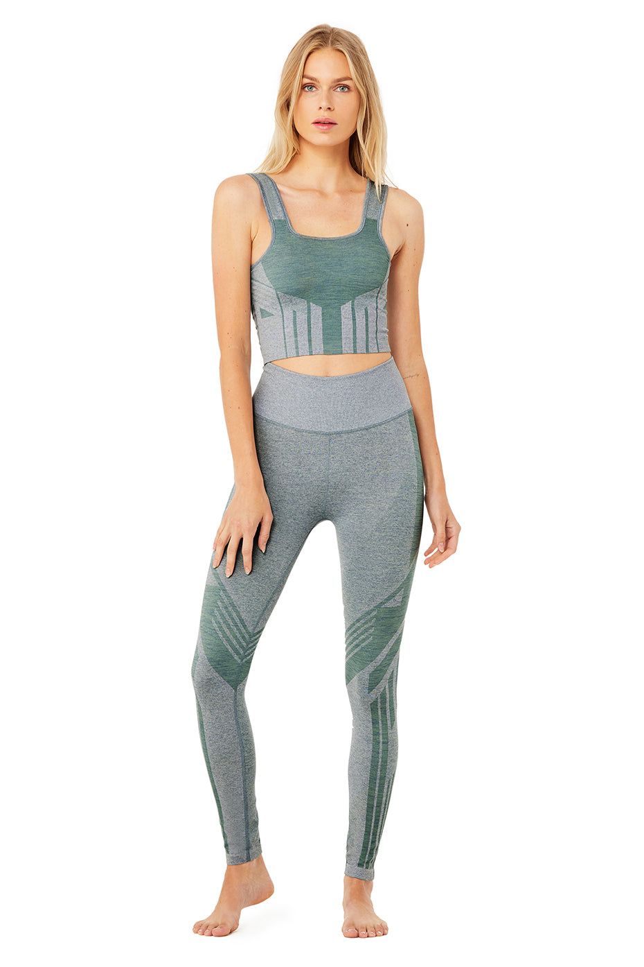 7/8 High-Waist Seamless Tempo Legging - Blue Haze Heather/Sprout Heather sold by Alo Yoga product image thumbnail 5