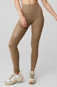 High-Waist Moto Legging - Gravel/Gravel Glossy sold by Alo Yoga