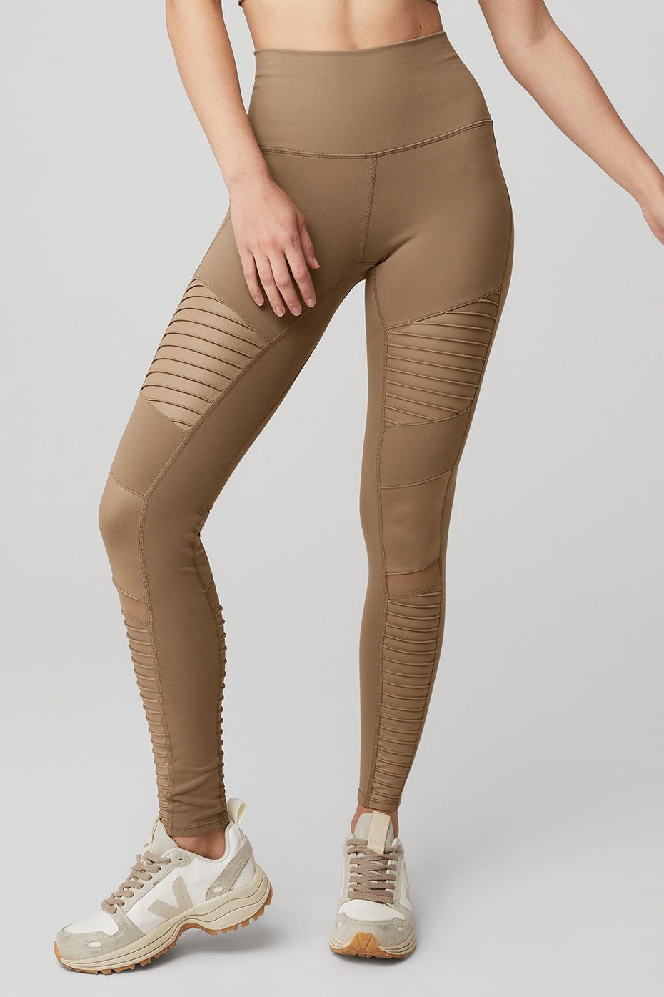 High-Waist Moto Legging - Gravel/Gravel Glossy sold by Alo Yoga