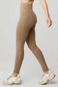High-Waist Moto Legging - Gravel/Gravel Glossy sold by Alo Yoga