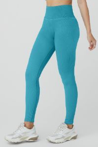 Seamless High-Waist Ribbed Legging - Blue Splash sold by Alo Yoga