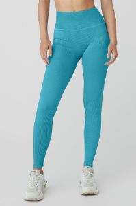 Seamless High-Waist Ribbed Legging - Blue Splash sold by Alo Yoga