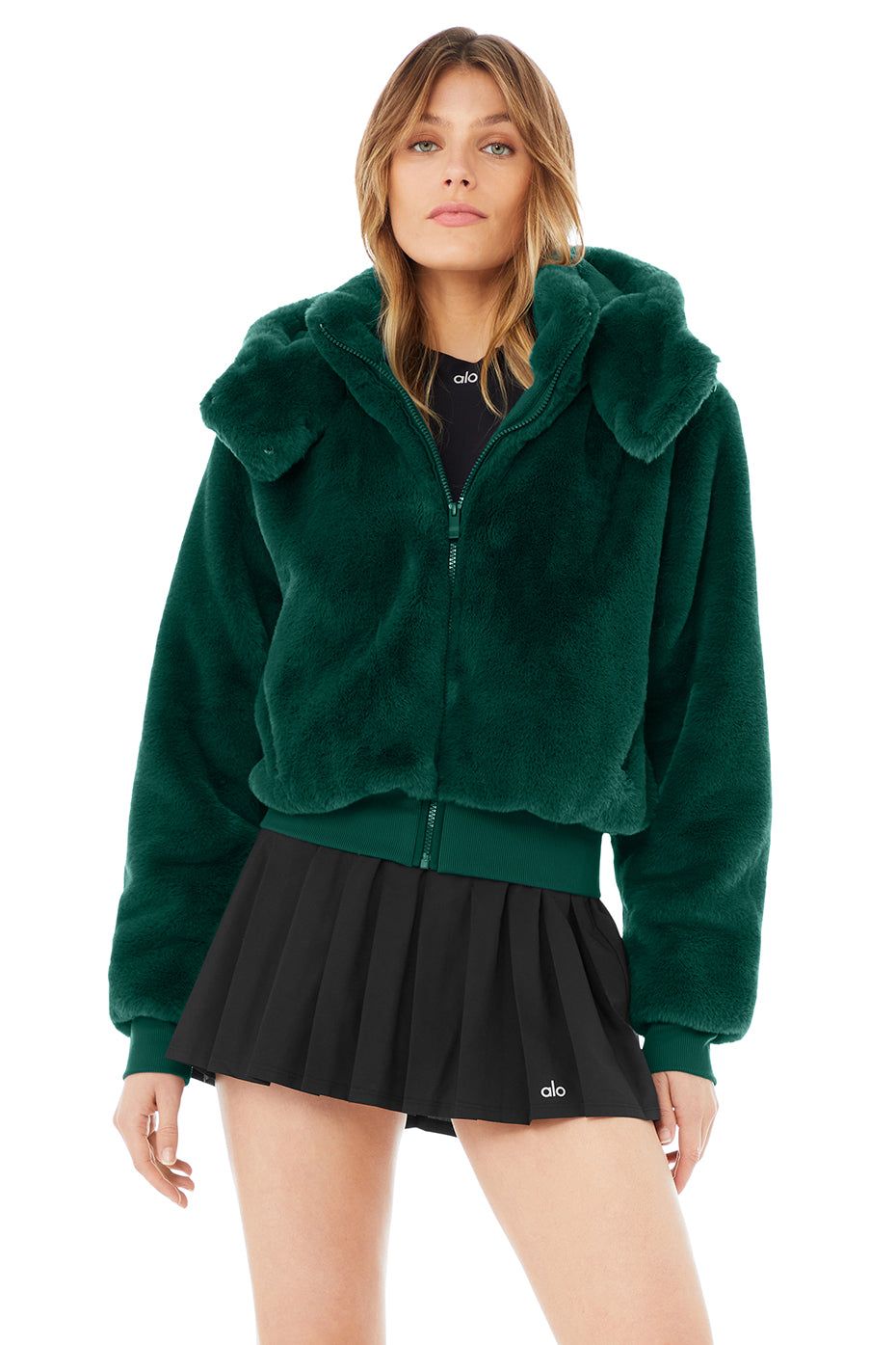 Faux Fur Foxy Jacket - Dark Emerald sold by Alo Yoga