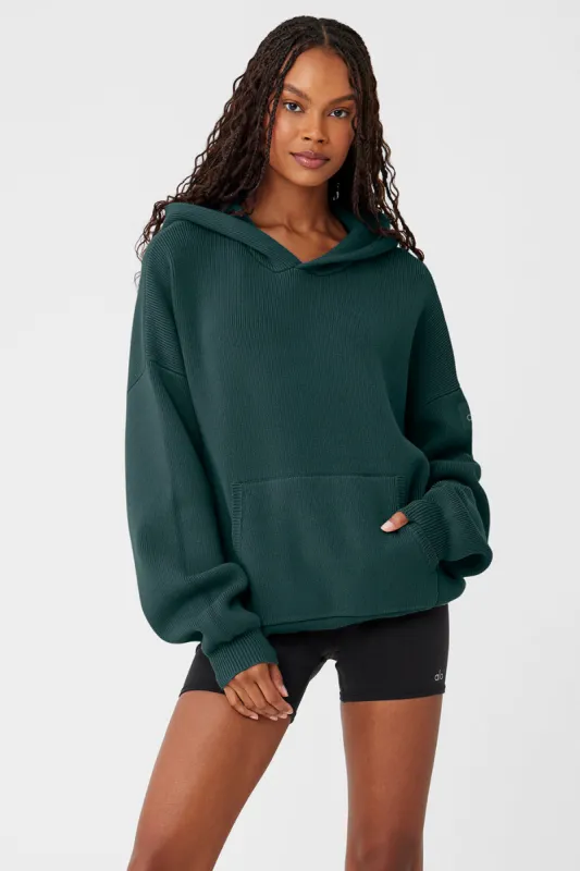 Scholar Hooded Sweater - Midnight Green made by Alo Yoga