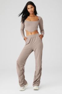 Soft Sculpt Long Sleeve & Ruched Soft Sculpt Pant Set - Taupe sold by Alo Yoga