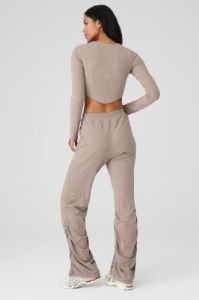 Soft Sculpt Long Sleeve & Ruched Soft Sculpt Pant Set - Taupe sold by Alo Yoga