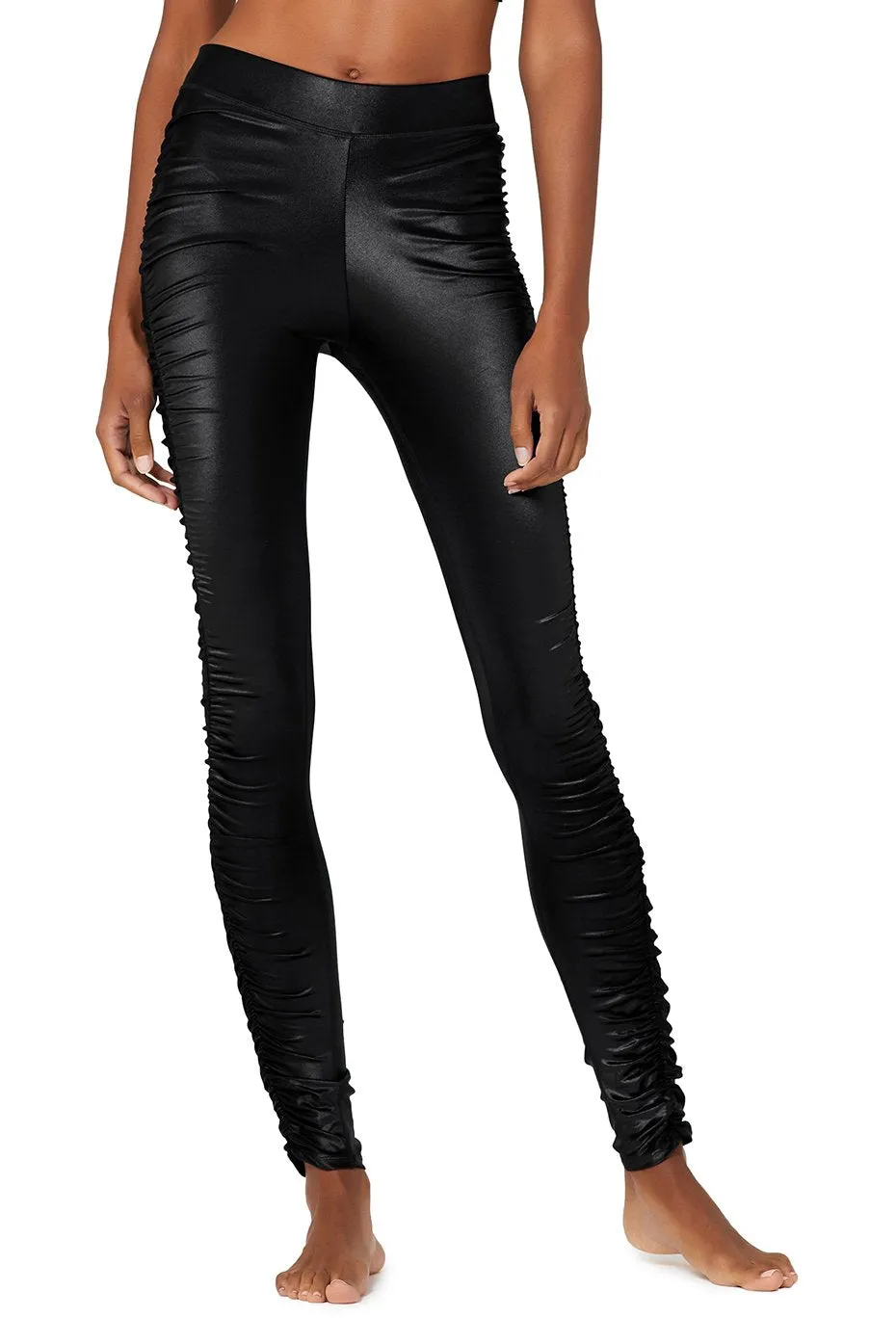 High-Waist Cinched Legging - Black Shine sold by Alo Yoga