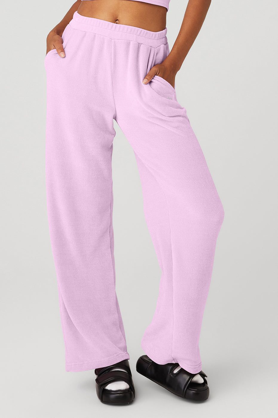 Chenille High-Waist Wide Leg Chalet Pant - Sugarplum Pink sold by Alo Yoga
