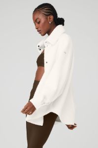 Micro Sherpa Envy Shacket - Ivory sold by Alo Yoga