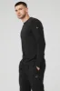 Micro Waffle Fast Break Long Sleeve Tee - Black sold by Alo Yoga
