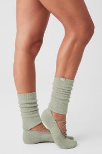 Women's Strappy Siren Grip Sock - Limestone sold by Alo Yoga