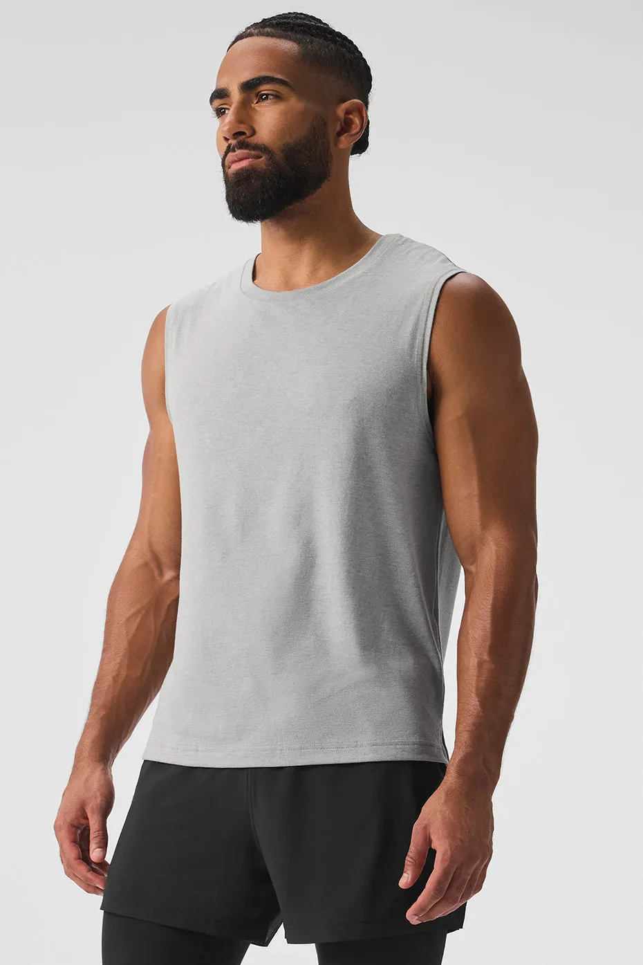 The Triumph Muscle Tank - Athletic Heather Grey sold by Alo Yoga
