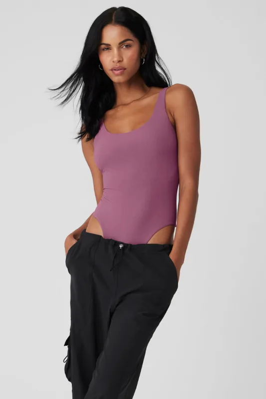 Mesh Sheer Illusion Bodysuit - Soft Mulberry sold by Alo Yoga