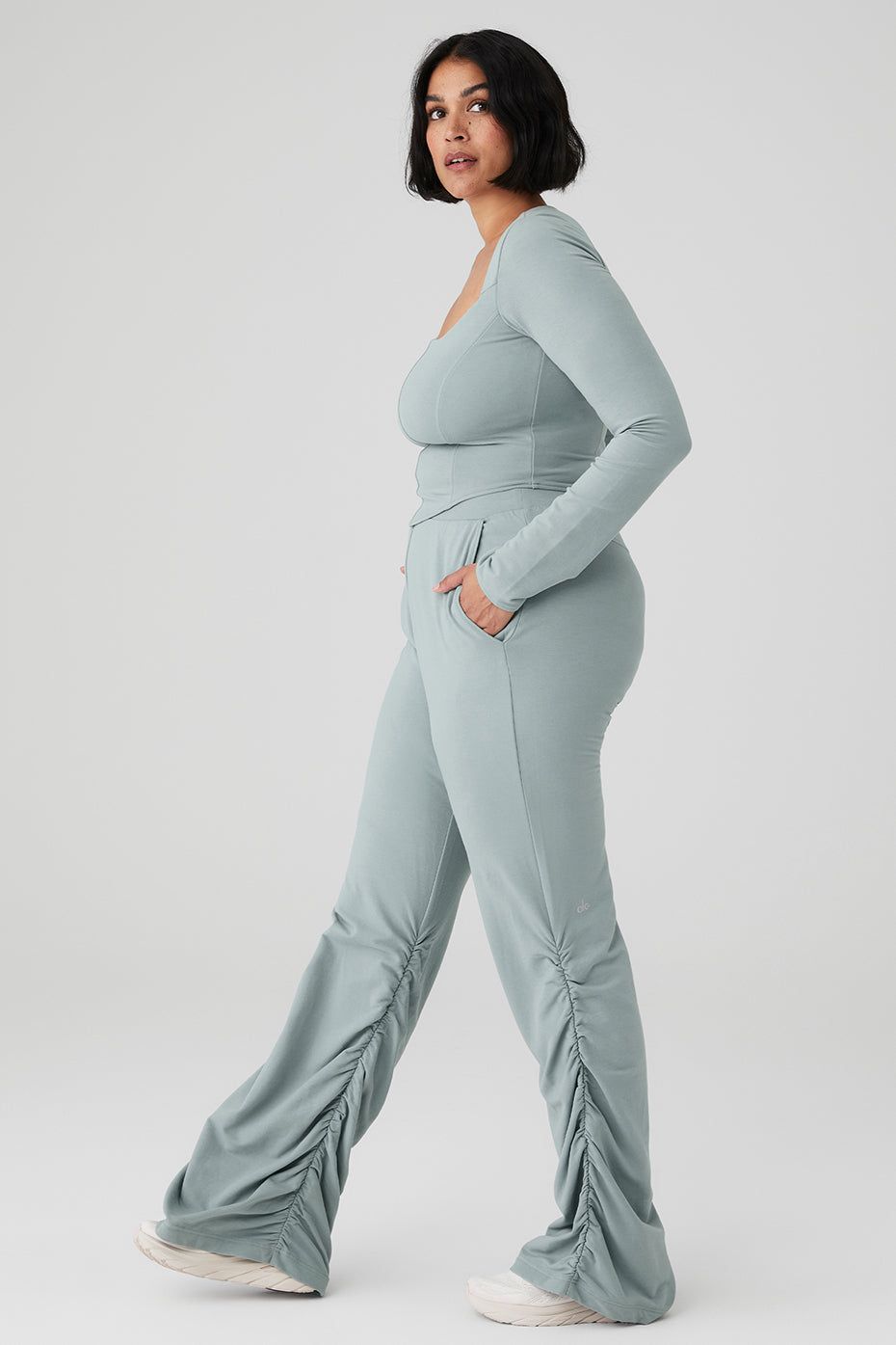 Soft Sculpt Long Sleeve & Ruched Soft Sculpt Pant Set - Cosmic Grey sold by Alo Yoga product image thumbnail 7