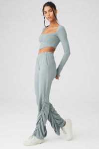 Soft Sculpt Long Sleeve & Ruched Soft Sculpt Pant Set - Cosmic Grey sold by Alo Yoga