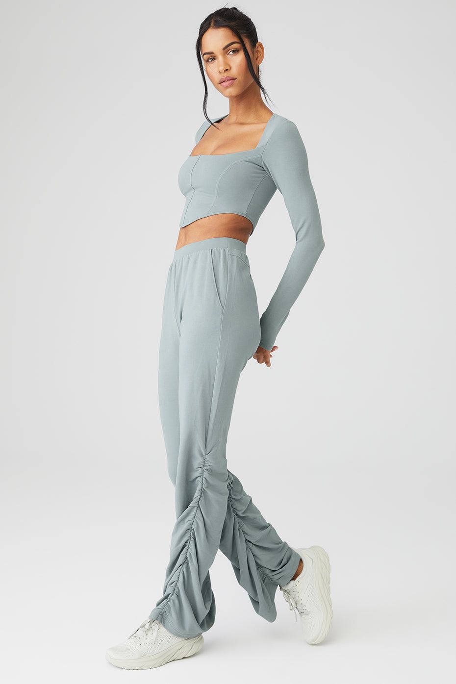 Soft Sculpt Long Sleeve & Ruched Soft Sculpt Pant Set - Cosmic Grey sold by Alo Yoga product image thumbnail 3