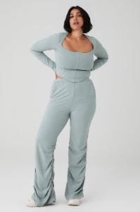 Soft Sculpt Long Sleeve & Ruched Soft Sculpt Pant Set - Cosmic Grey sold by Alo Yoga