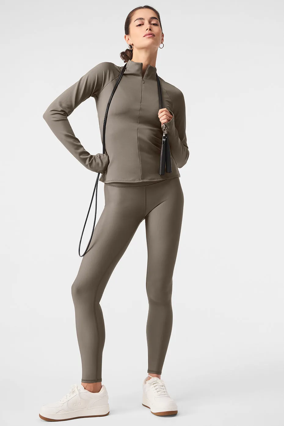 Airlift Winter Warm 1/4 Zip Long Sleeve - Olive Tree sold by Alo Yoga