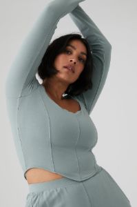 Soft Sculpt Long Sleeve & Ruched Soft Sculpt Pant Set - Cosmic Grey sold by Alo Yoga