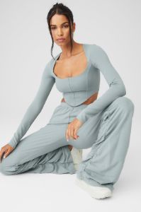 Soft Sculpt Long Sleeve & Ruched Soft Sculpt Pant Set - Cosmic Grey sold by Alo Yoga