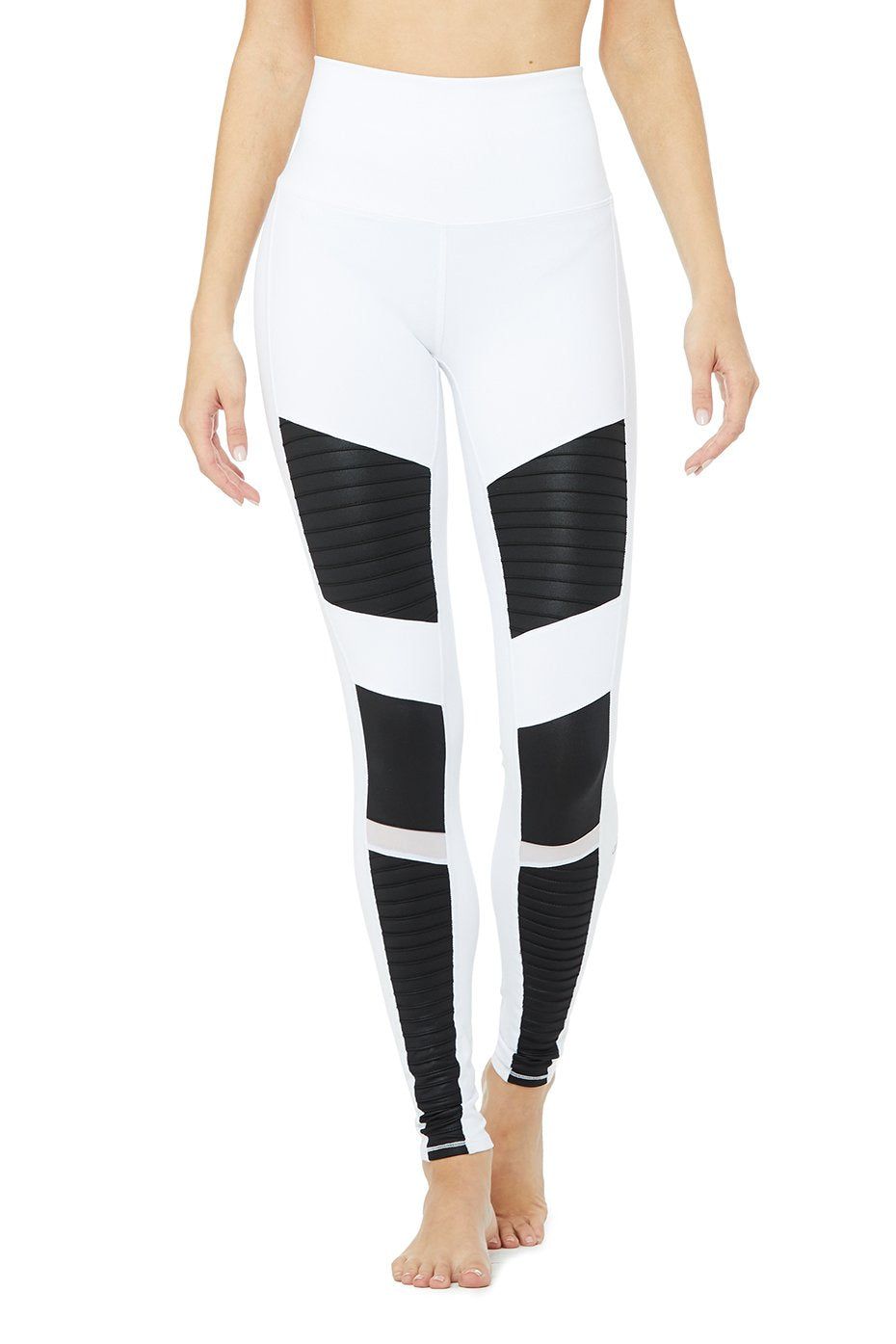 Limited Edition High-Waist Moto Legging - White/Black Glossy sold by Alo Yoga