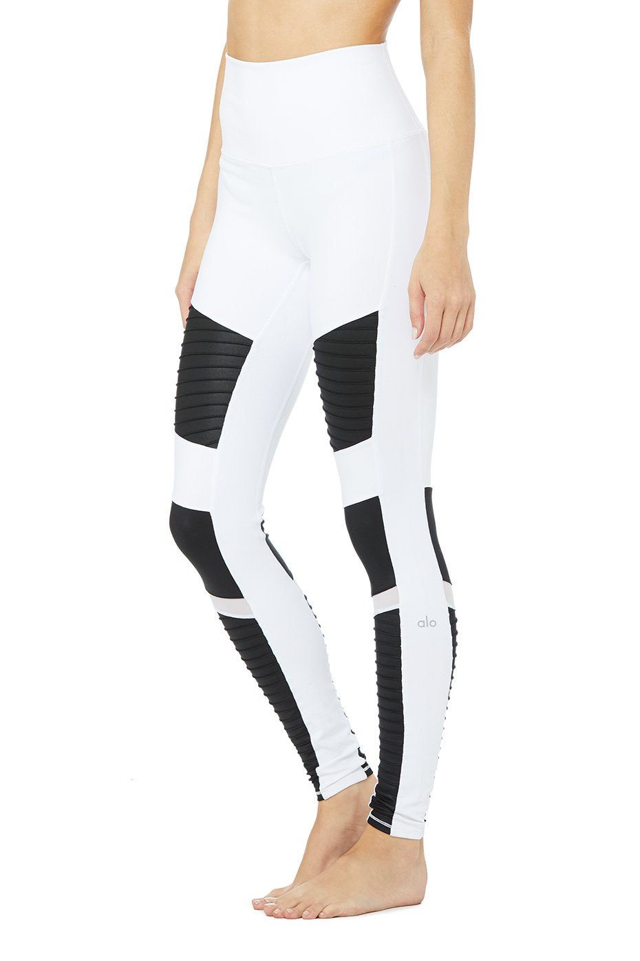 Limited Edition High-Waist Moto Legging - White/Black Glossy sold by Alo Yoga product image thumbnail 2
