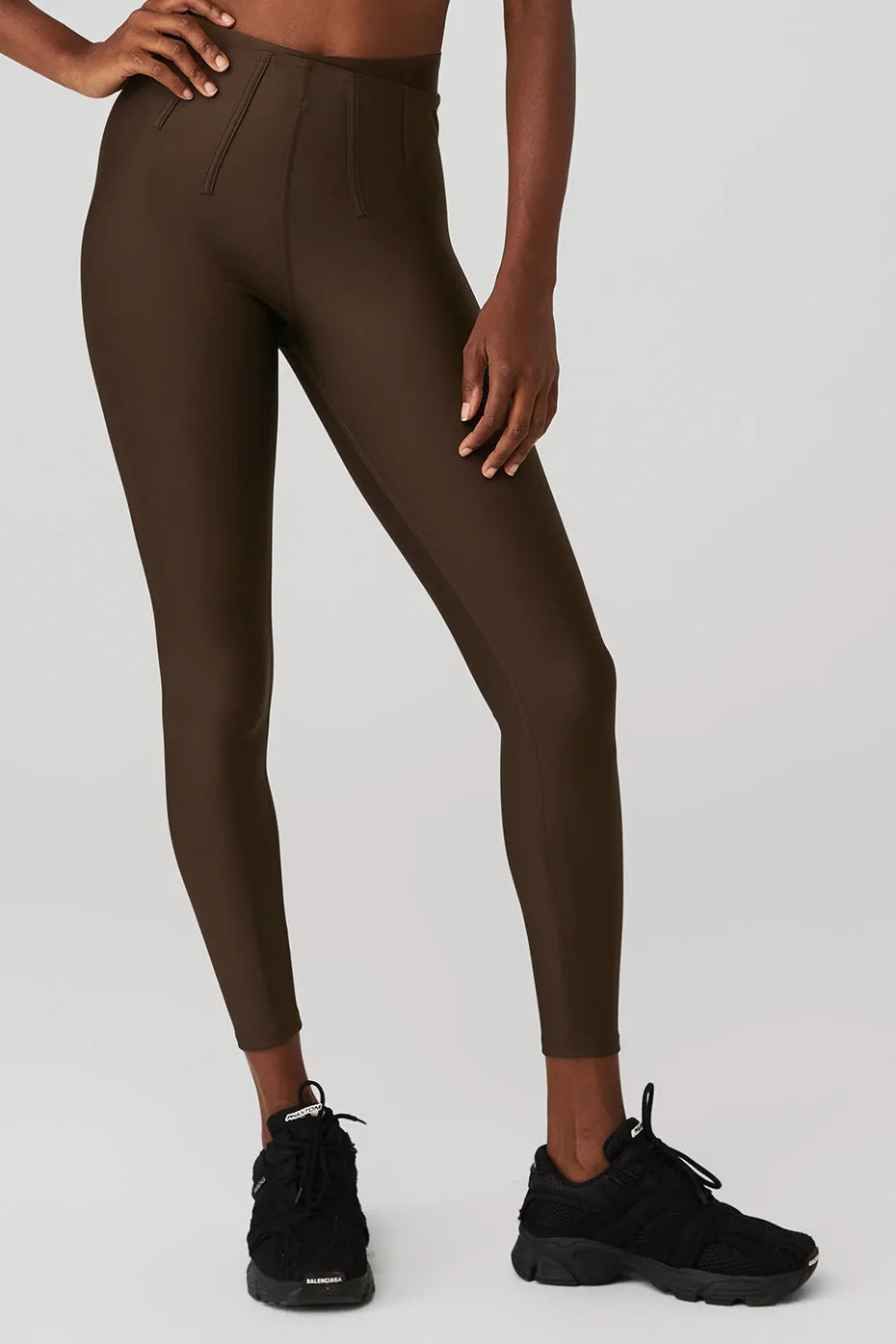 Airlift High-Waist 7/8 Corset Legging - Espresso sold by Alo Yoga