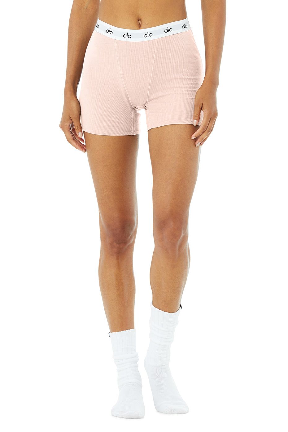 Icon Ribbed Boyshort - Pink Mauve sold by Alo Yoga