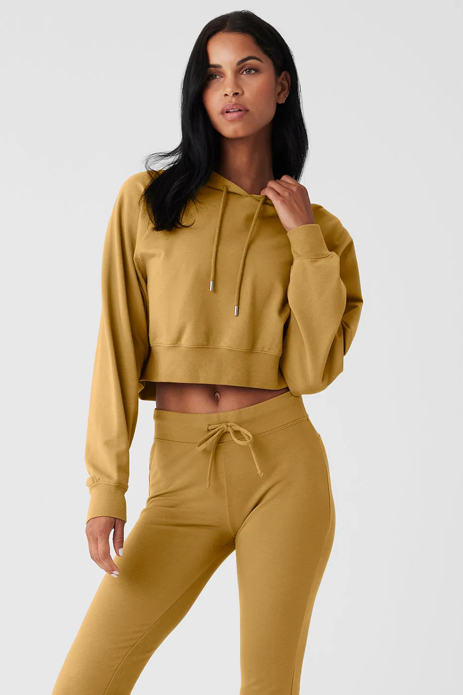 Cropped Double Take Hoodie - Golden Olive Branch sold by Alo Yoga