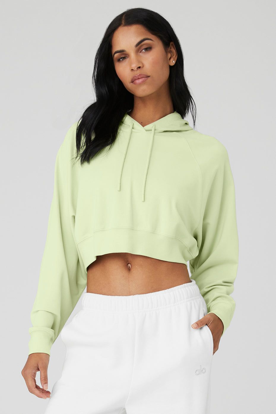 Cropped Double Take Hoodie - Iced Green Tea sold by Alo Yoga