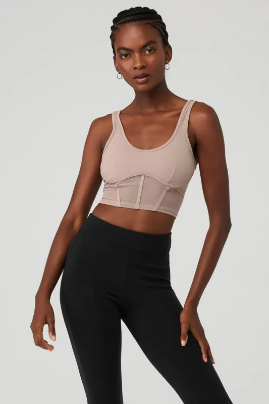 Airbrush Mesh Corset Tank - Taupe sold by Alo Yoga
