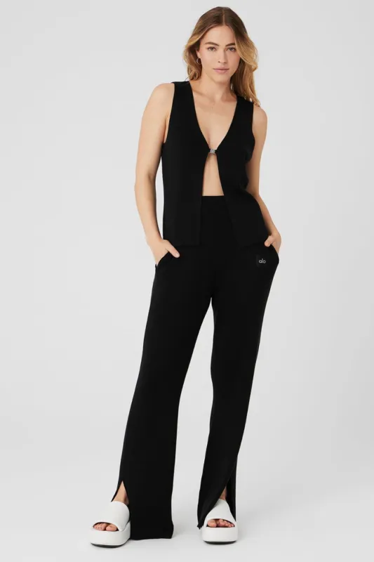 Knit Salana Tank & Knit High-Waist Salana Wide Leg Pant Set - Black sold by Alo Yoga