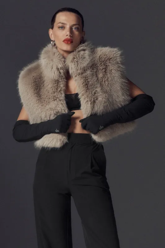 Opulent Faux Fur Cropped Vest - Oat sold by Alo Yoga