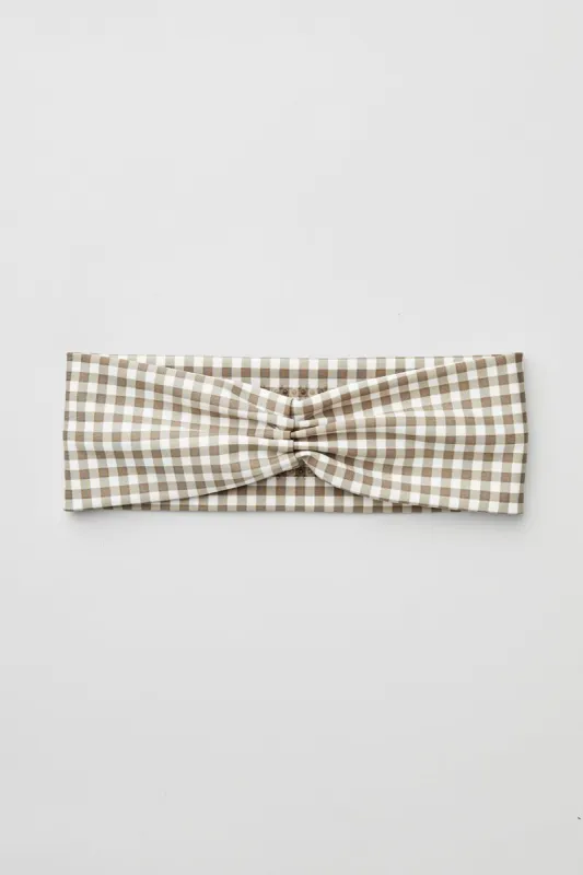 Airlift Gingham Headband - Macadamia sold by Alo Yoga