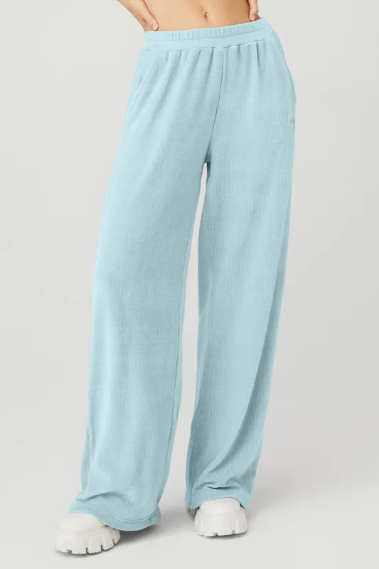 Chenille High-Waist Wide Leg Chalet Pant - Chalk Blue sold by Alo Yoga